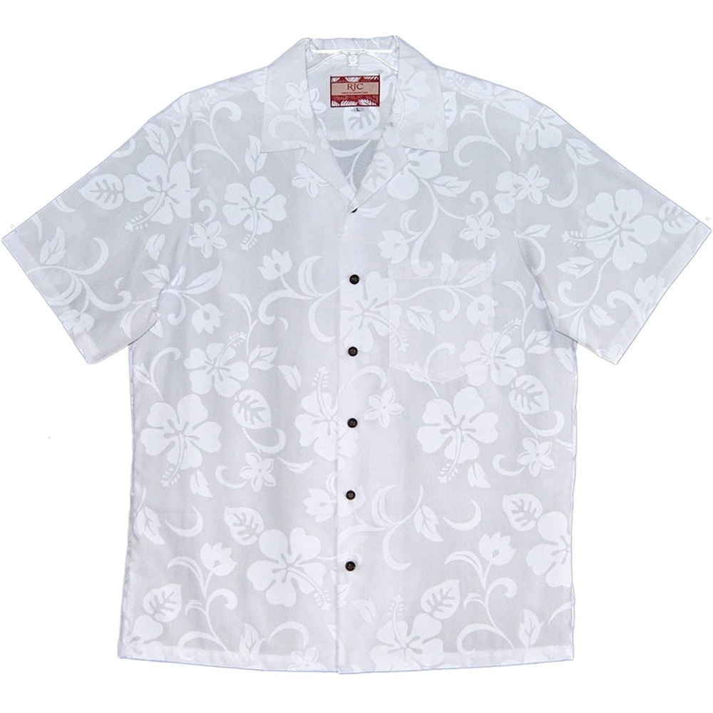 RJC Men’s Button Down Short Sleeve Shirt Hawaiian White 2XL Wedding